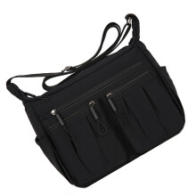Damen-Schulterhandtasche, geräumige Tasche mit mehreren-Schwarz