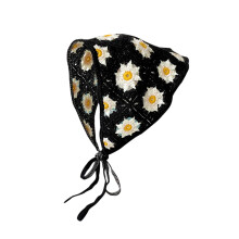 Süßes florales Häkel-Haar-Bandana-Krawatte, geknotetes-Schwarz