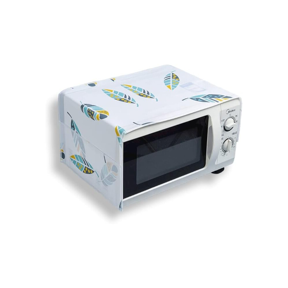 Microwave Dust Cover With Moisture Protection, Pocket Design Dustproof Cover Featuring Feather Pattern Nordic Style Decorative Appearance Grease Proof 9198585634091