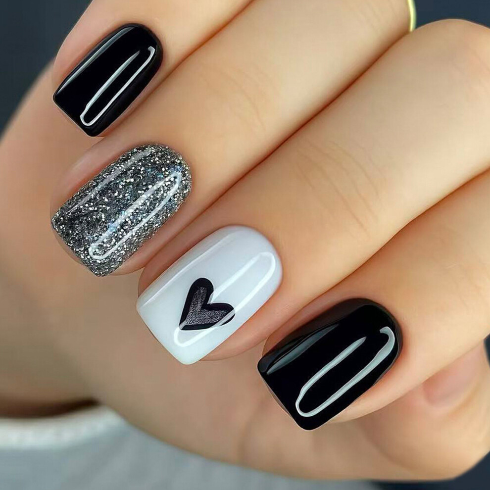Glitters Heart False Nail Press On Nail for All Day Comfortable