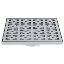 Ralo quadrado para chuveiro, com tampa removível em aço inoxidável e coletor de cabelo, fácil de limpar e resistente.