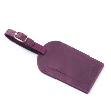 Friendly Top Grains Leather Travel Luggage Labels with-Purple