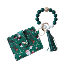 Wallet Keychain Wristlet,Small Credit Card Holder for-Green