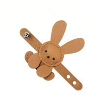 Bunnies Shaped Keychain Keyring Leather Animal-light brown