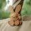 Bunnies Shaped Keychain Keyring Leather Animal-light brown 5