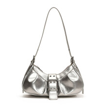 Sac à main plissé sous les bras pour femmes, sac à-Argent