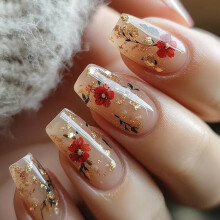 Quadratischer Nagel zum Aufdrücken, Blume, künstlicher Nagel,