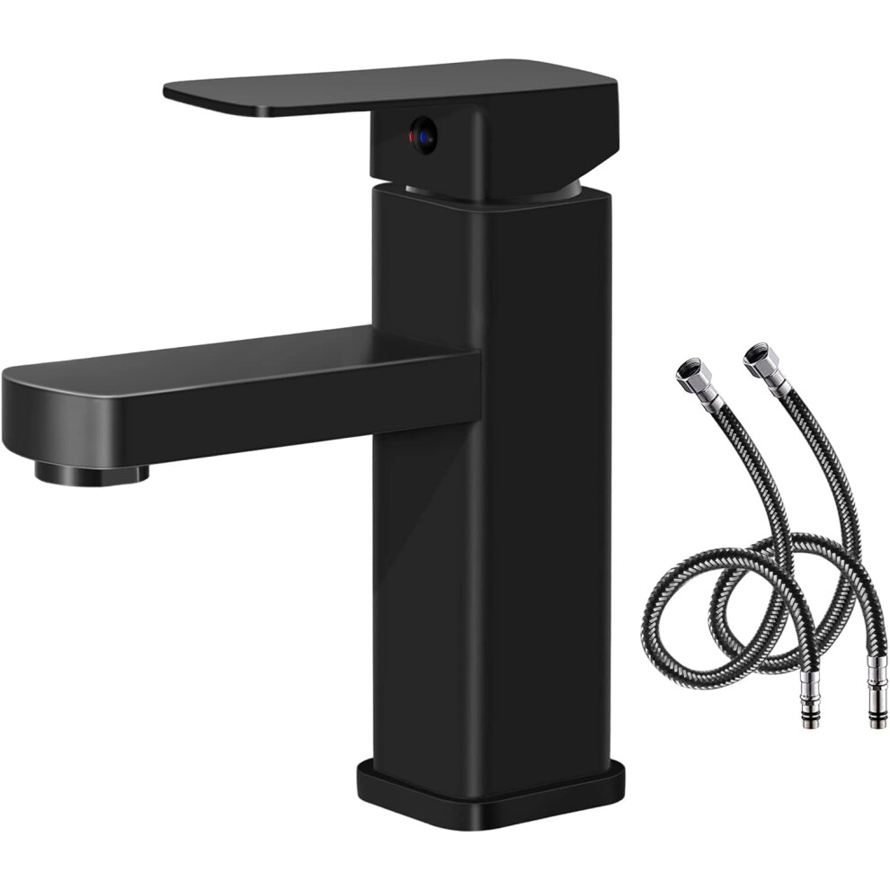 Sleek Bathroom Sink Faucet, Single Handle Sus304 Stainless Steel Faucet With Matte Black Finish, Lead-Free Certified Vanity Faucet For Bathroom, Cupc 9061222323705