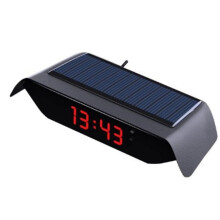Car Solar Powered Clock 24 Hour Time Display Precision Electronic Clock Auto Brightness Thermometer Easy To Use