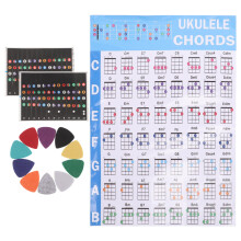 Set Grafici Accordi Per Ukulele Con Adesivi Colorati Tastiera