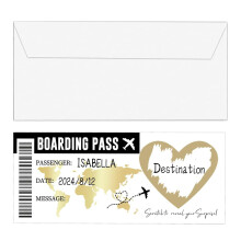 Stück Goldenes Reisegutschein Flugticket, Bordkarte zum Beschriften, Geschenkgutschein mit Rubbelaufklebern und Umschlägen, Urlaubsgutschein oder