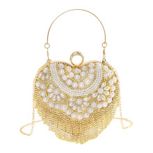 Sac à main d'embrayage perlé pour femmes à la mode-Style doré 01