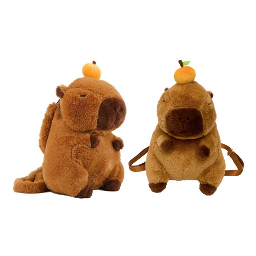 Sac à dos d'école en peluche Capybara, sac à-sangle en polyester 1