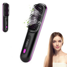 Cordless Hair Straightener Brush Three Temperature Levels Rechargeable Portable Hot Air Styling Brush For All Hair Types