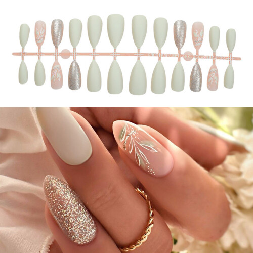 Faux ongles à pression en acrylique, 24 pièces, amande, 1