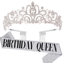 Corona con pettini, tiara da principessa, fascia per capelli scintillante in materiale squisito con strass AB, design chic e squisito per ballo di