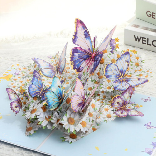 Κάρτα γενεθλίων 3D Pop-Up, Κάρτες γενεθλίων για γυναίκες με σχέδιο 3D πεταλούδας και 1