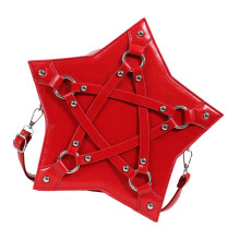 Gothic Punk Star Shape Crossbody Bag with Adjustable Strap-Red