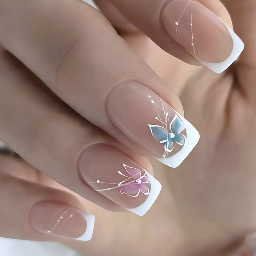 Instantly Press On Nail Fake Nail With Butterfly Tip Design In