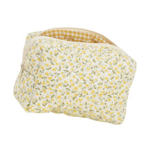 Spacious Soft Cotton Cosmetic Pouches With Quilted-Yellow