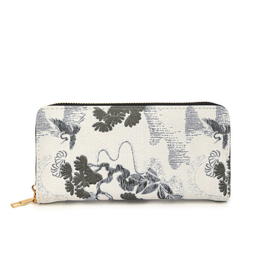 Slim Cultural Motif Multi Compartment Wallet With-Black