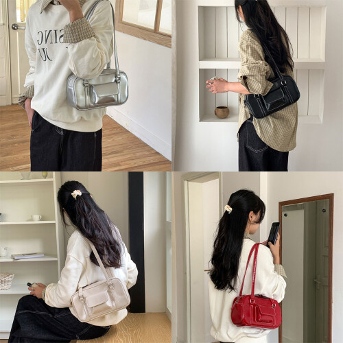 Women Shoulder Bag Korean Styles Armpit Bag PU-mud color 2