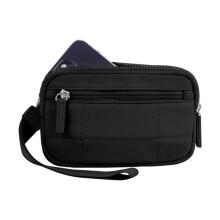 Zippers Keychain Wallet Coin Pouch with Wristlet Strap-Black