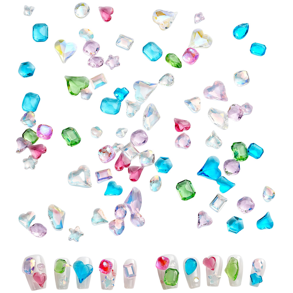 50/100 Pcs Sparkling Nail Charm Heart Nail-100 pieces