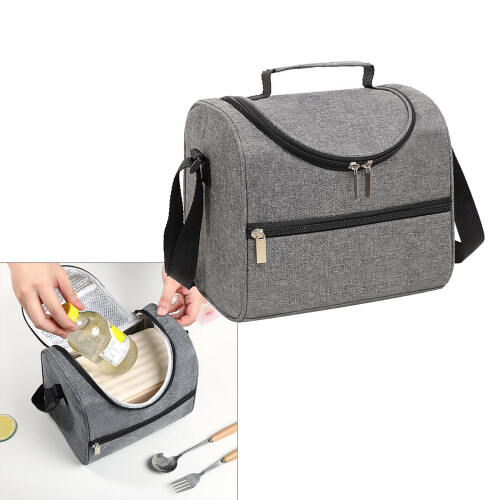 Functionele grijze draagtas isolatie lunchtas-Zwart 2