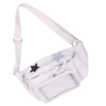 Women Lovely Itabag Clear Chest Bag Waist Bag Japanese-White