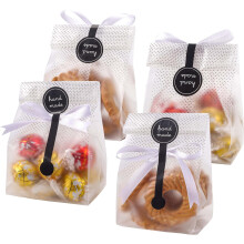 Sacchetti di plastica per dolcetti per biscotti fatti in casa, adesivi fatti a mano, forniture per feste di pasticceria con design in cellophane