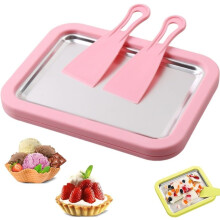 Set pentru înghețată rulată acasă, placă de răcire instant cu 2 raclete, oțel inoxidabil, DIY, activitate pentru copii