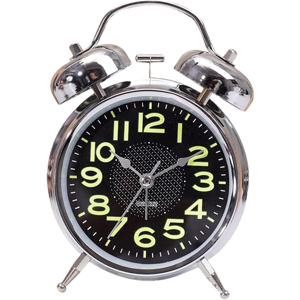 Alarm Clock 3 Inch Silent Non Ticking - Small Bedside Clock With Night For Bedrooms Light Oimg