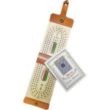 Składana podróżna gra w cribbage - skórzana plansza z kartą, 6 kołków, przenośna