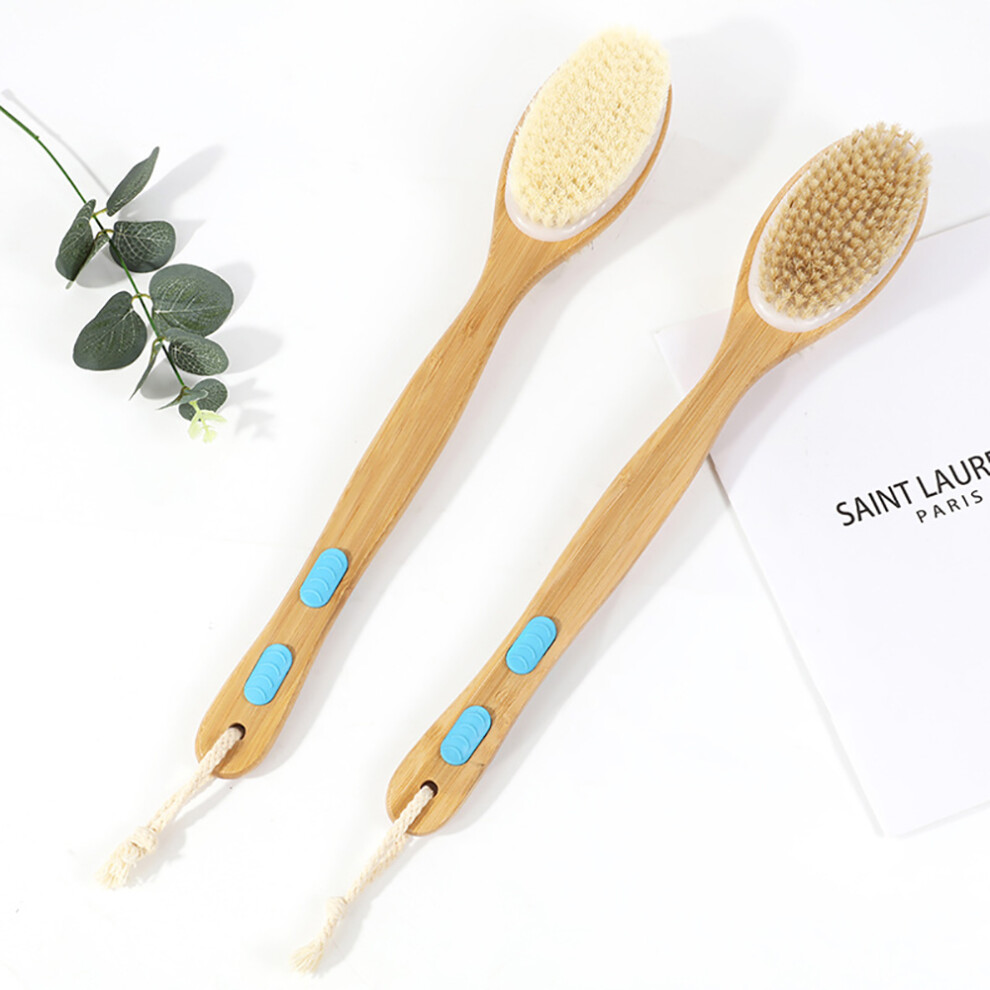 Back Scrubber with Long Handle, Dual-Sided Shower Brush for Wet or Dry Exfoliating, Non-Slip Handle with Soft Nylon Bristles and Stiff Bristles for Me
