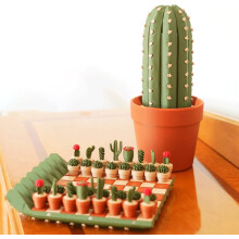 Cactichess - Set d'échecs cactus roulable, plateau magnétique par Forgecore, échecs portables pour adultes, cadeau imprimé 3D (Pot de cactus)