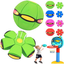 Magic Ball Flying Saucer Bouncy Ball - 22.5cm Dual Form with Lights, Parent-Child Interactive Toy (Green)
