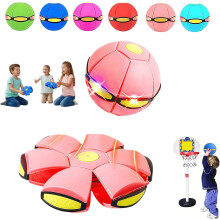 Bola Mágica Quicante - Disco Voador para Crianças, Dual Forma Comutável Livremente, com 6 Luzes, para Interior e Exterior (Rosa)