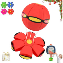 Children's Magic Bouncing Ball - Dual Form Flying Saucer for Parent-Child Indoor Outdoor Play (Red)