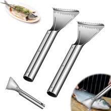 Scharfer Edelstahl Fischschuppen Entferner 2025 Neu - 304 Edelstahl, Sägezahn Design | Für Haushaltsküche & Fischmarkt (2 Stück)