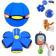 Children’s Magic Bouncing Ball - Dual Form Meta Ball & Flying Saucer with 6 LED Lights (Blue)