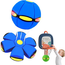 Children's Magic Metaball Bouncing Ball - Dual Form Flying Saucer with 6 Lights for Play (Blue)