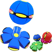 Magic Metaball Children's Bouncing Ball - 2-in-1 Ball & Flying Saucer with 6 Colorful Lights (Blue)