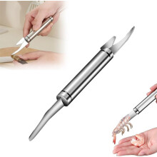 Coltello multi-funzione 5 in 1 per gamberi e pesce, nuovo 2024 in acciaio inox, sfilettatore gamberi portatile, pelatore, apriostriche (1 pezzo)