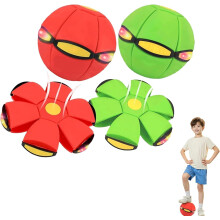Bola Quicante Mágica que Muda de Forma - 2 Formas Comutáveis Livremente, com 6 Luzes — Bola Mágica para Interação Pai-Filho (Vermelho+Verde)