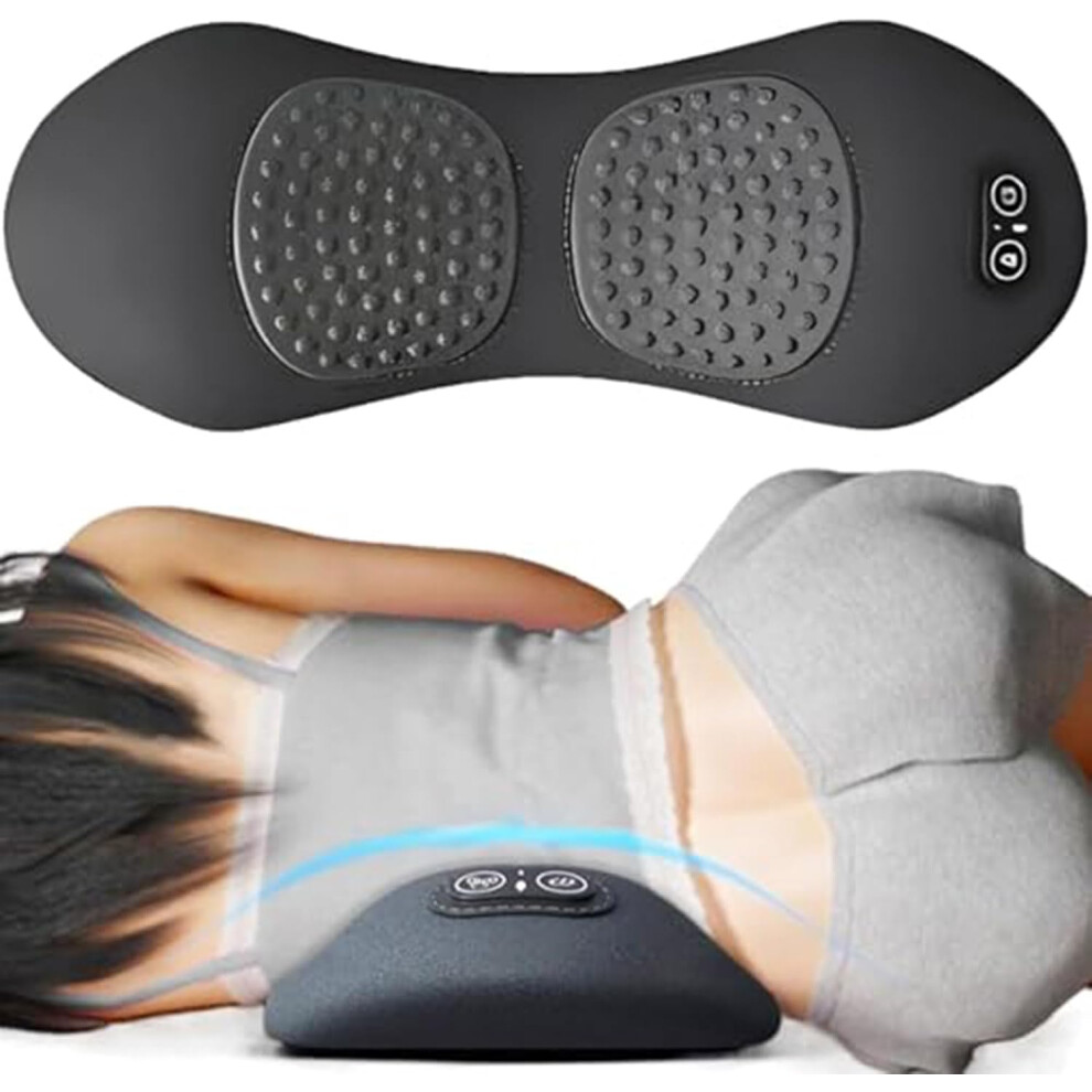 Oimg Black Smooth Triple Fusion Back Massager 3 In 1 - Traction Lifting Vibration Heat Compress Neck Shoulder Back Pain Relief