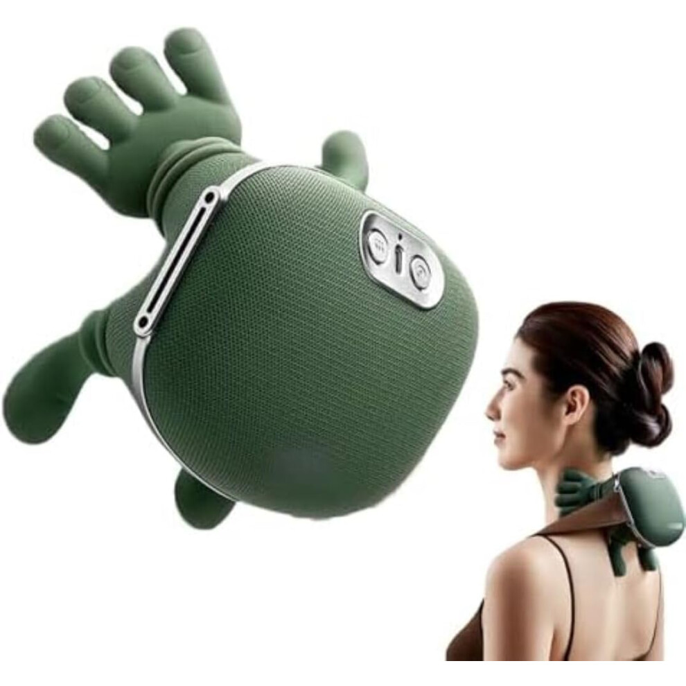 Oimg Neck Massager Portable Shiatsu Neck Back Electric Real Hands - 4D Kneading Electric Cordless Gift Men Women Green