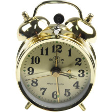 Horseshoe Design Vintage Gold Mechanical Alarm Clock - Manual Wind Up Metal Bedroom Decor