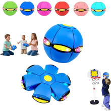 Bola Mágica Quicante - Disco Voador para Crianças, Dual Forma Comutável Livremente, com 6 Luzes, para Interior e Exterior (Azul)