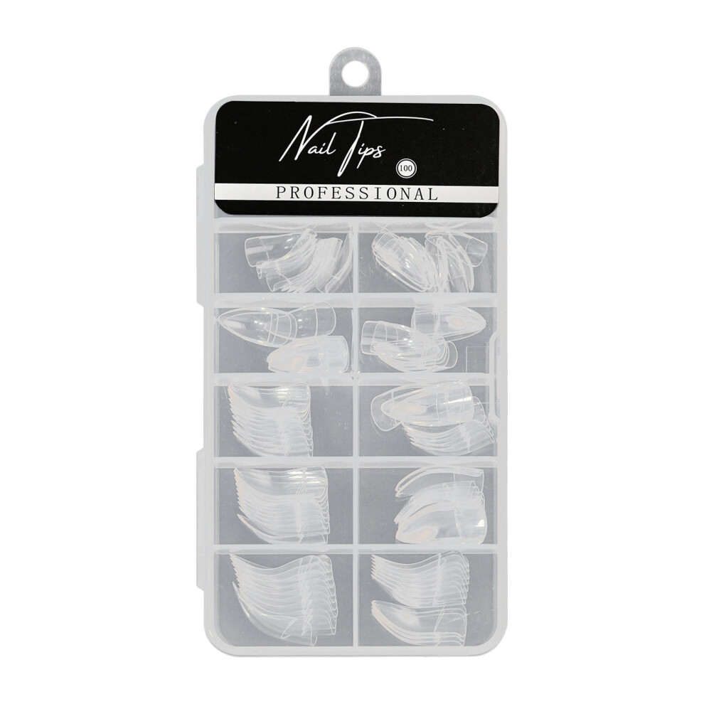 100Pcs/set Halloween Nail Tips Curved Nail-Transparent color